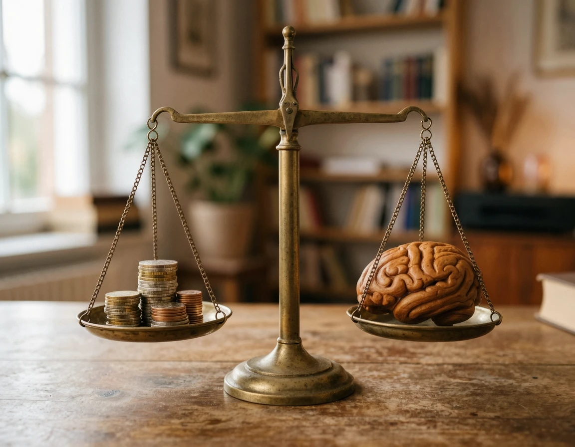 정신적 피해보상을 상징하는 저울과 동전