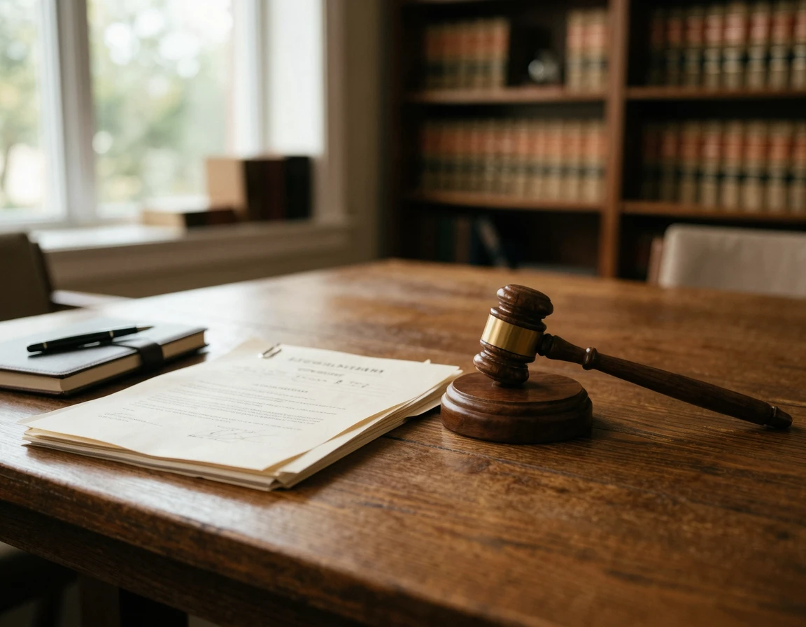 본격적인 강제집행 절차를 상징하는 법원 망치와 소송 서류