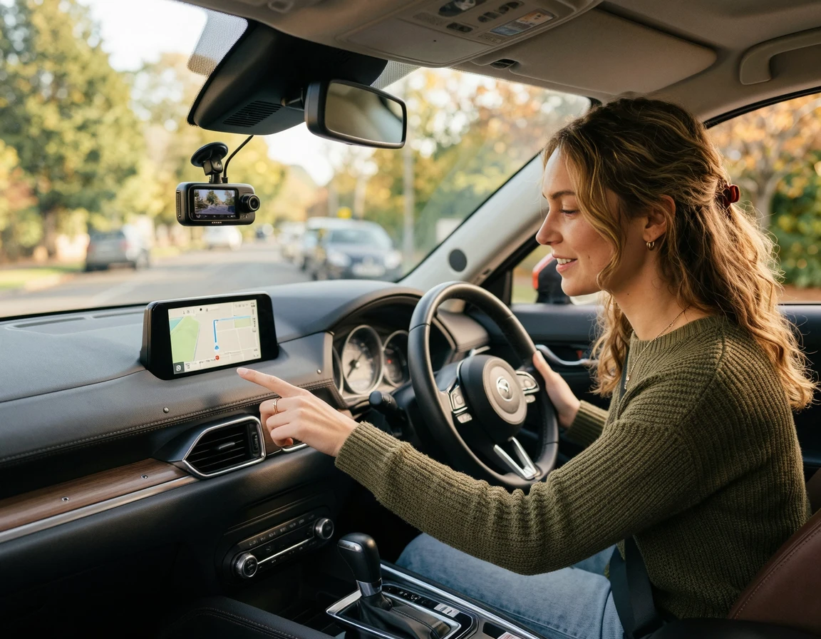 차량 내부의 블랙박스 기기 모습