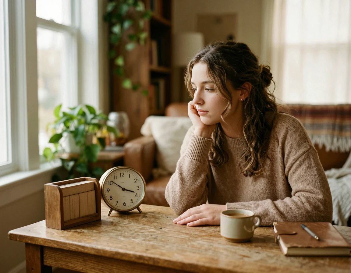 달력을 보며 일정을 확인하는 모습
