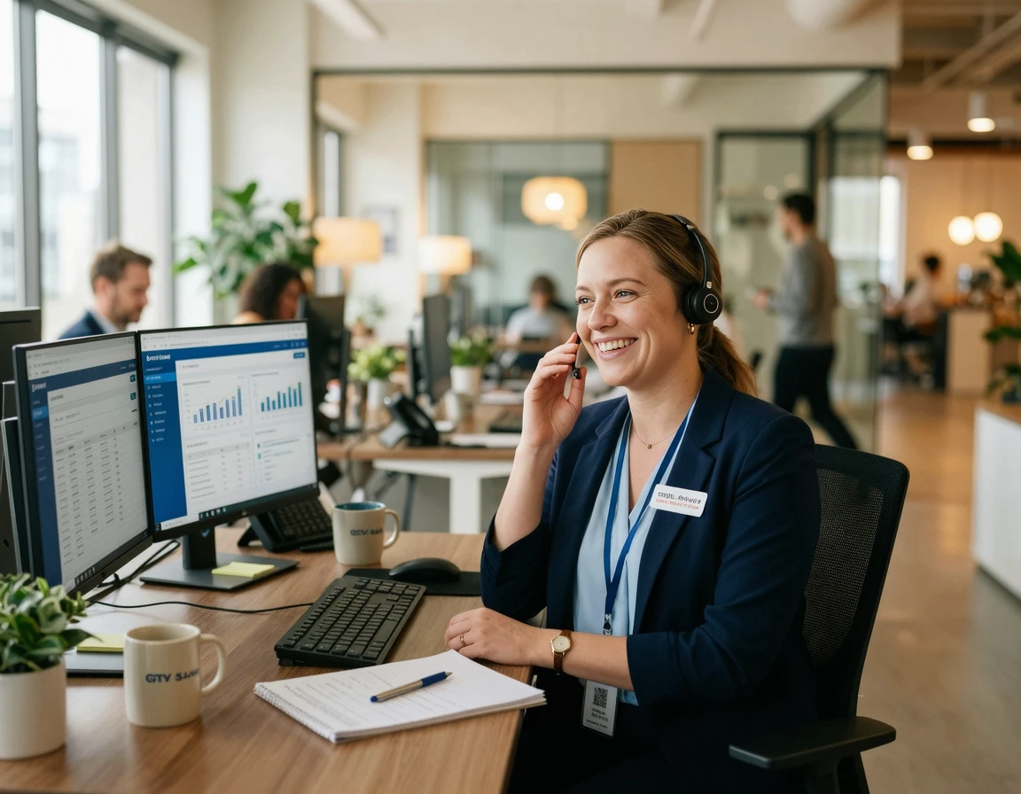은행 고객센터 직원과 상담하는 모습