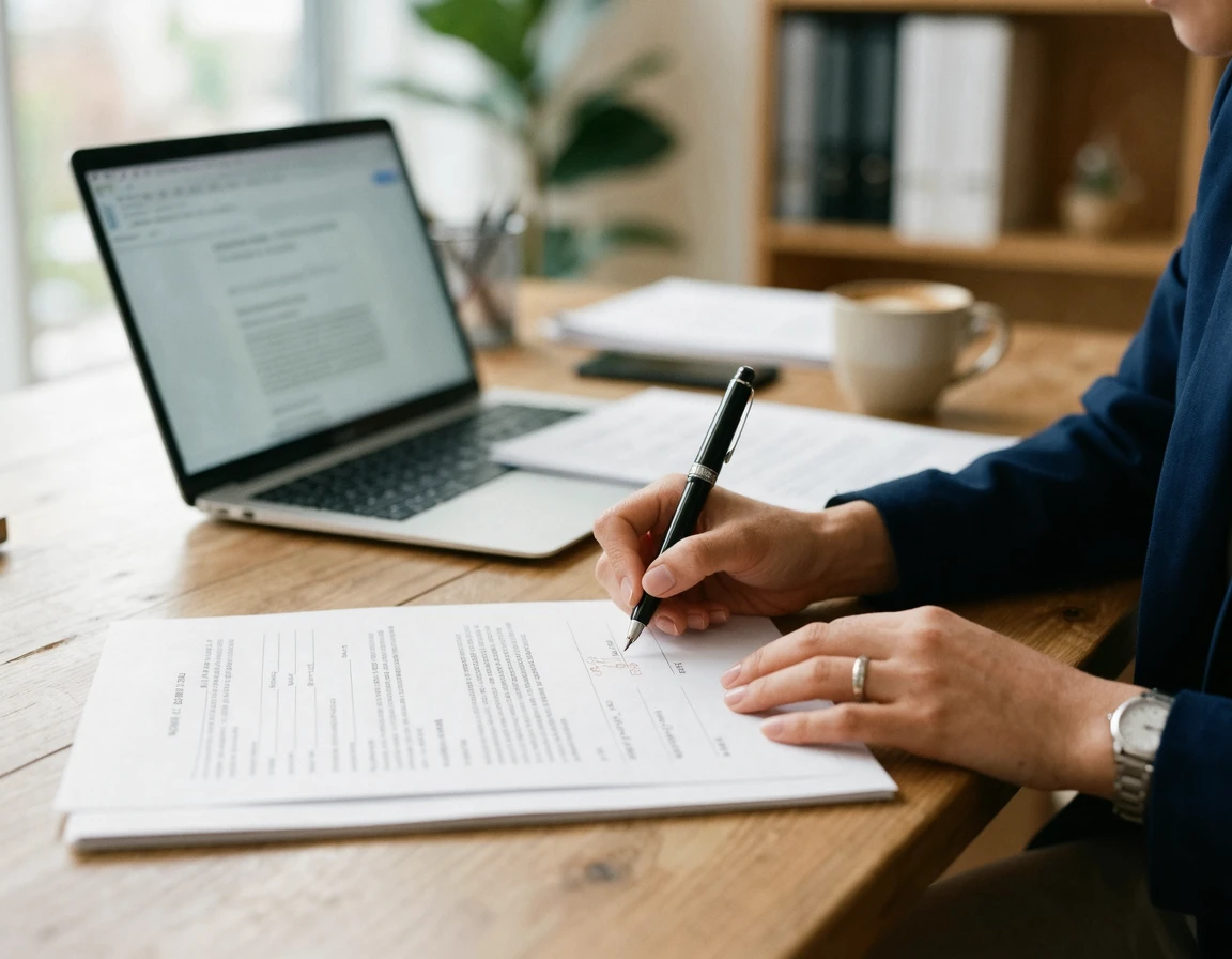 법원 서류를 작성하는 모습