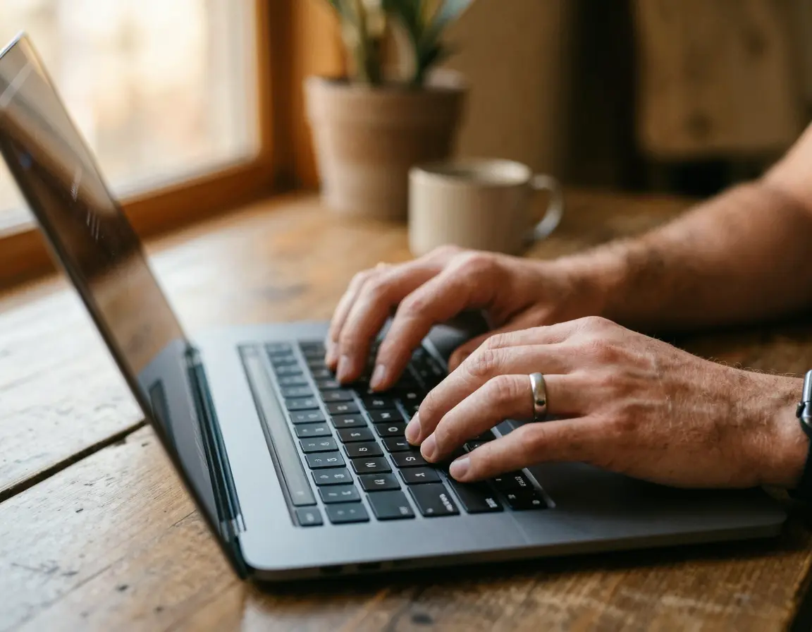 노트북으로 전자소송 사이트에 정보를 입력하는 모습