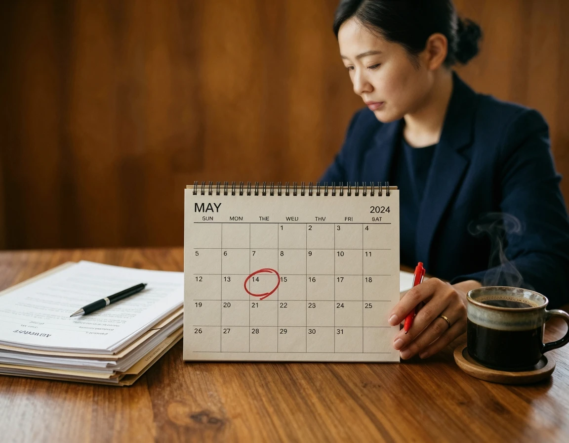달력에 항소 기한을 표시해둔 모습