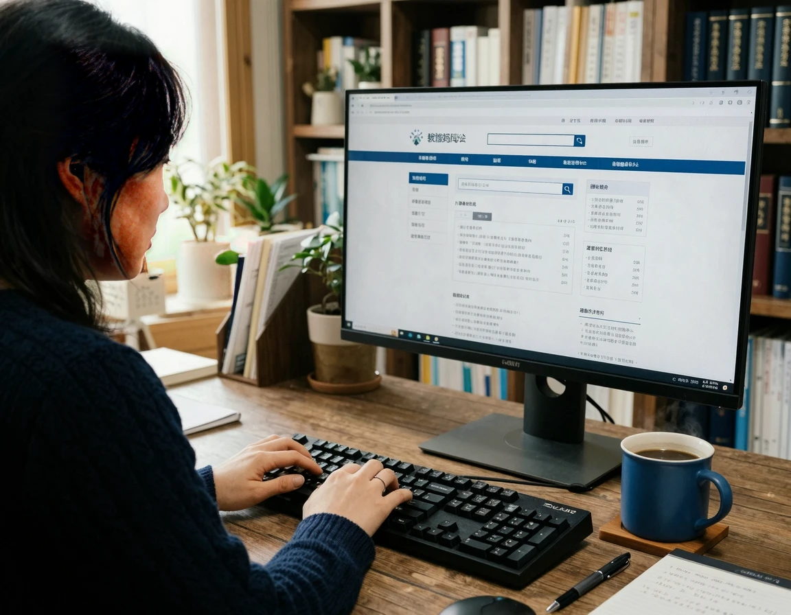 집에서 PC를 이용해 대법원 전자소송 사이트에서 서류를 작성하는 모습