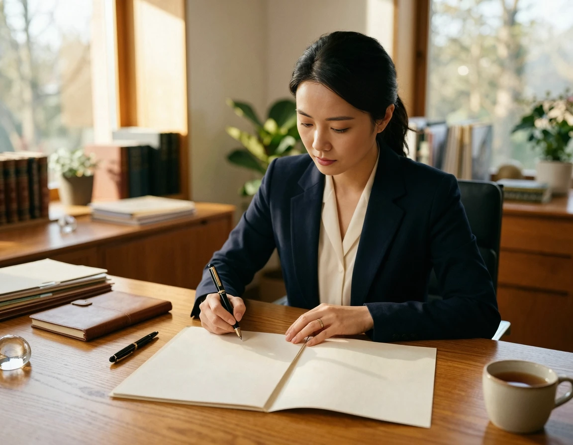 책상 위에 놓인 법률 서류와 펜