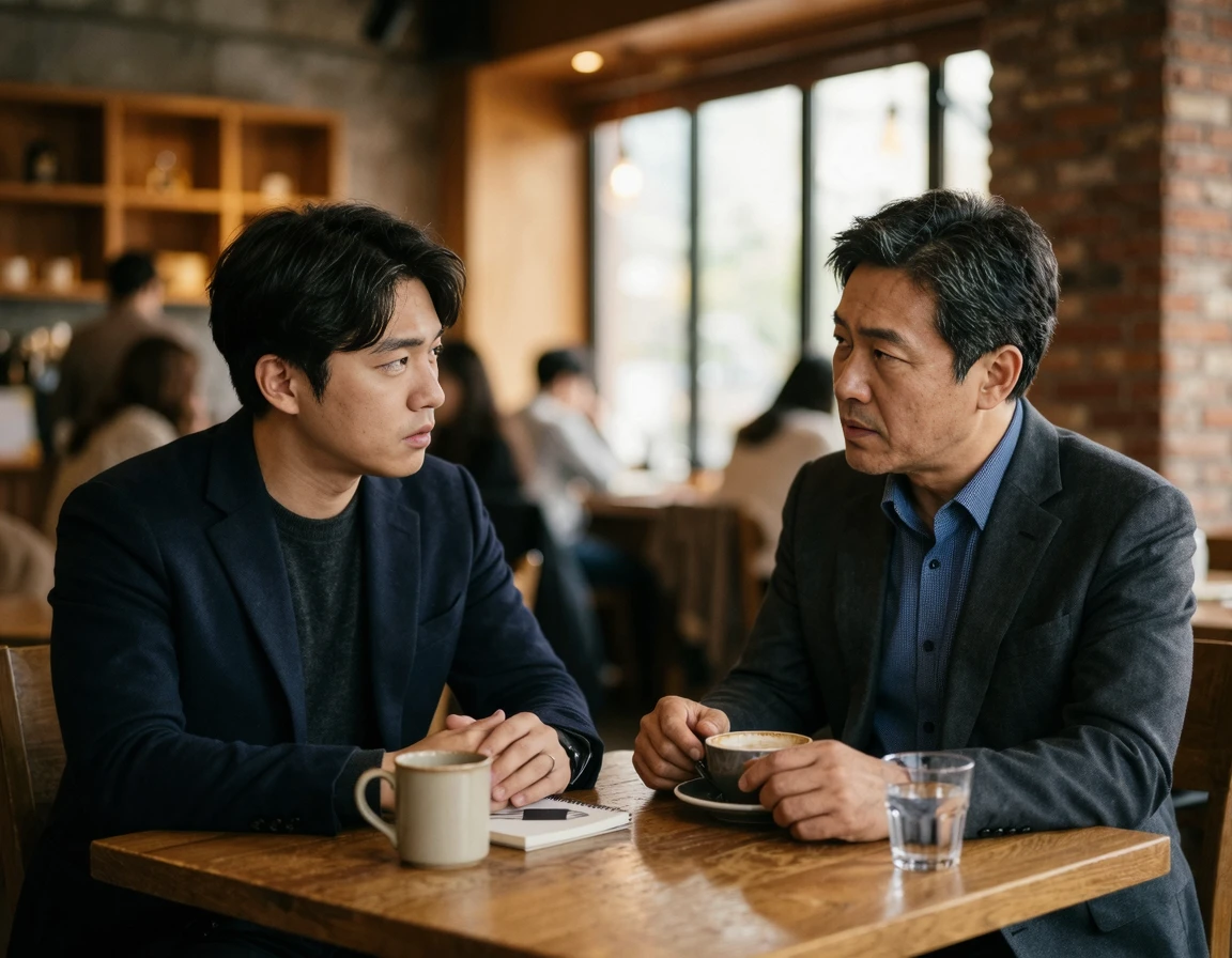 상속 문제를 두고 진지하게 대화하는 가족