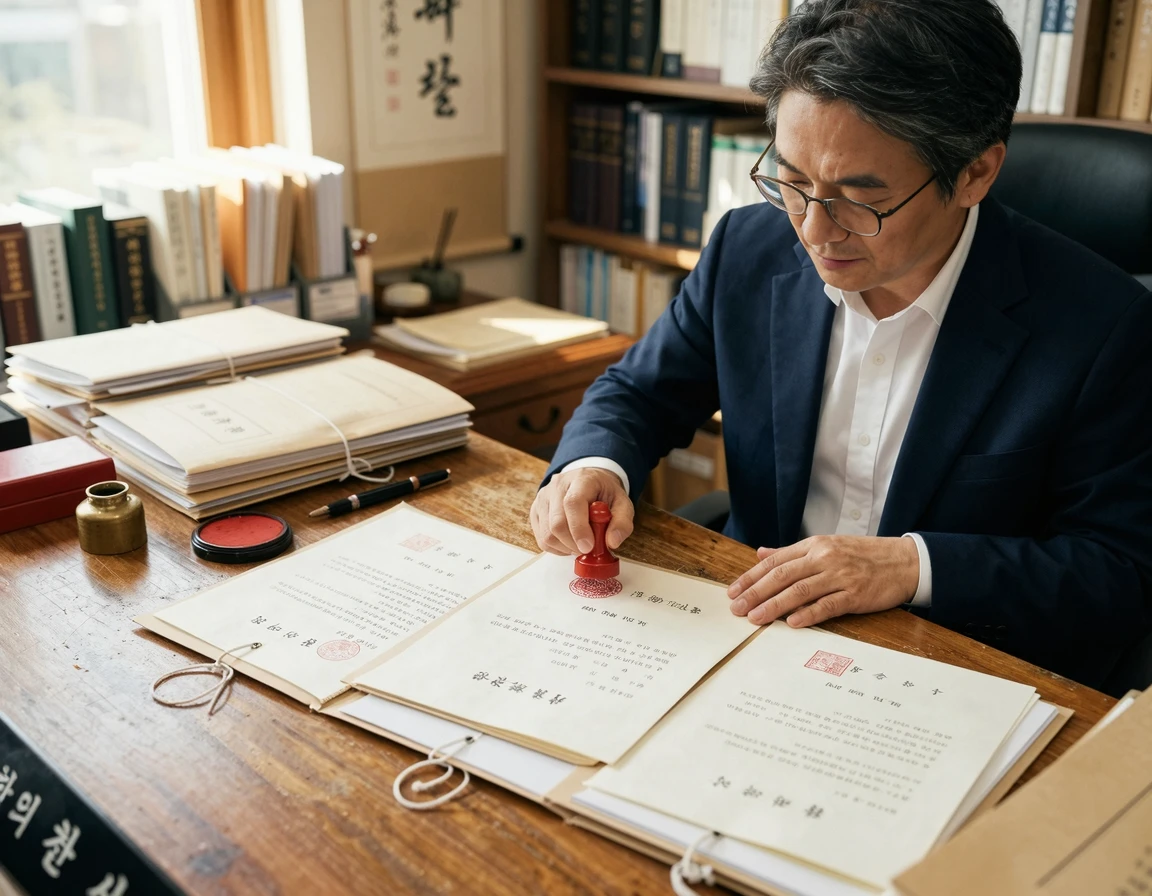 법적 절차가 마무리된 것을 상징하는 서류와 도장